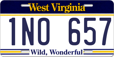 WV license plate 1NO657