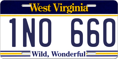 WV license plate 1NO660