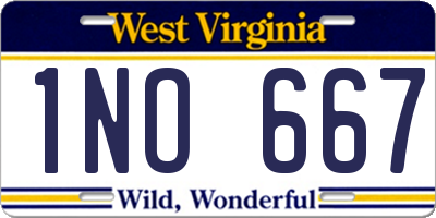 WV license plate 1NO667