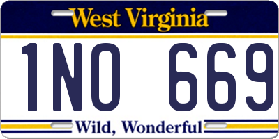 WV license plate 1NO669