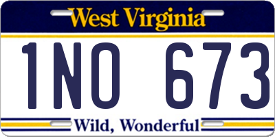 WV license plate 1NO673
