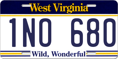 WV license plate 1NO680