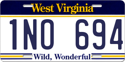 WV license plate 1NO694