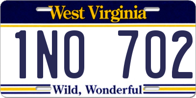 WV license plate 1NO702