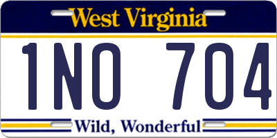 WV license plate 1NO704