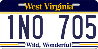 WV license plate 1NO705