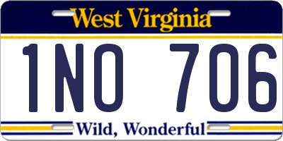 WV license plate 1NO706