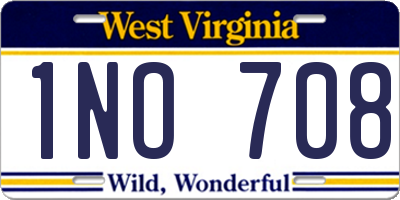 WV license plate 1NO708