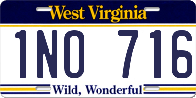 WV license plate 1NO716