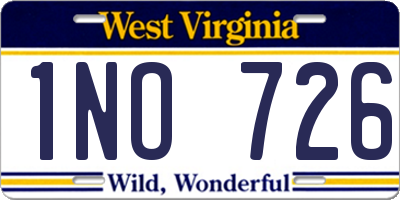 WV license plate 1NO726
