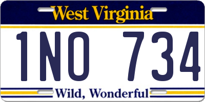 WV license plate 1NO734