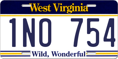 WV license plate 1NO754