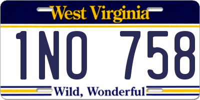 WV license plate 1NO758