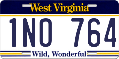 WV license plate 1NO764