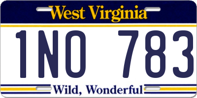 WV license plate 1NO783