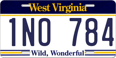 WV license plate 1NO784