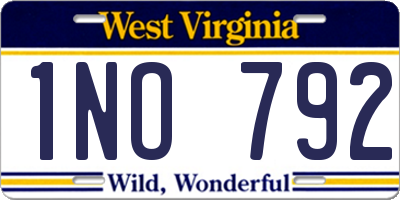 WV license plate 1NO792