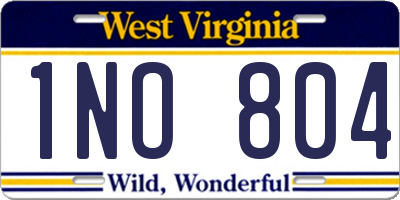 WV license plate 1NO804