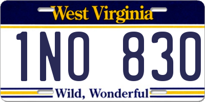 WV license plate 1NO830