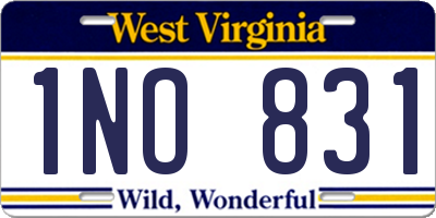 WV license plate 1NO831