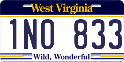 WV license plate 1NO833