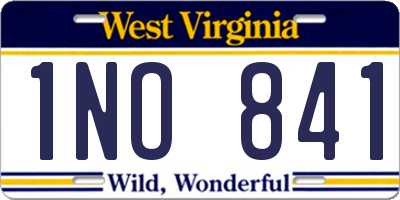 WV license plate 1NO841