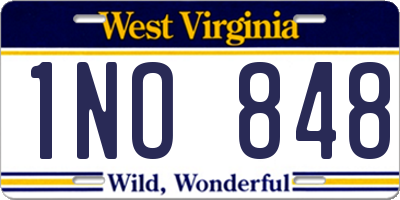 WV license plate 1NO848