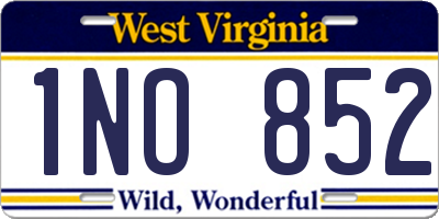 WV license plate 1NO852