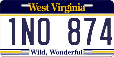 WV license plate 1NO874