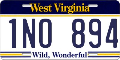 WV license plate 1NO894