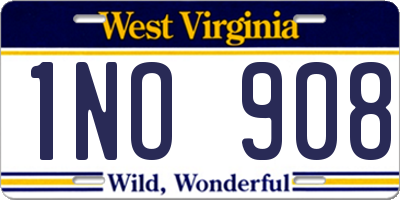 WV license plate 1NO908