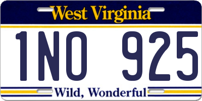 WV license plate 1NO925