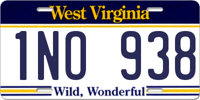 WV license plate 1NO938