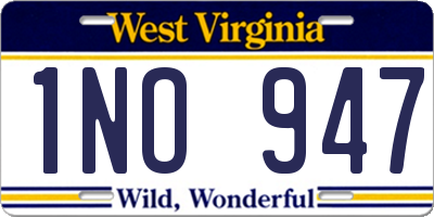 WV license plate 1NO947