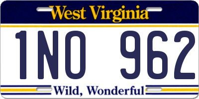 WV license plate 1NO962