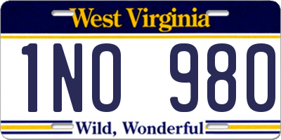 WV license plate 1NO980