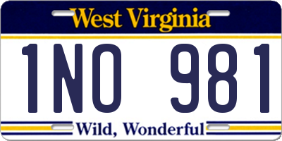 WV license plate 1NO981