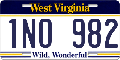 WV license plate 1NO982