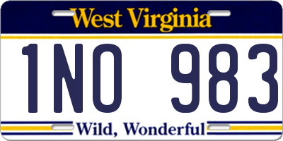 WV license plate 1NO983