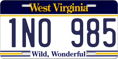 WV license plate 1NO985