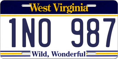 WV license plate 1NO987