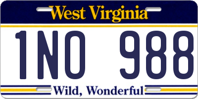 WV license plate 1NO988