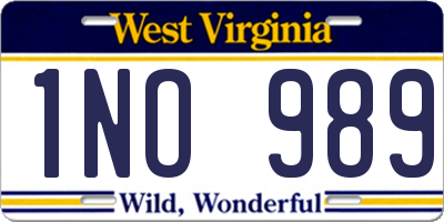 WV license plate 1NO989