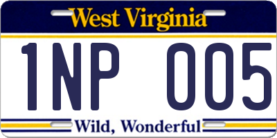 WV license plate 1NP005
