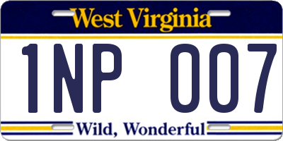 WV license plate 1NP007