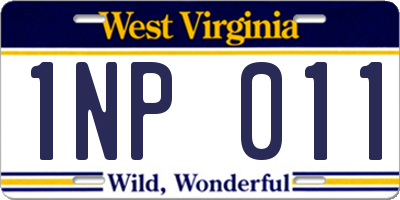 WV license plate 1NP011