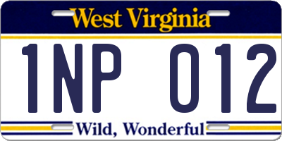 WV license plate 1NP012