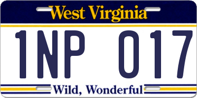 WV license plate 1NP017