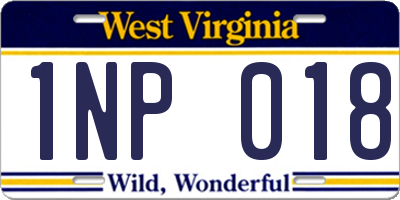 WV license plate 1NP018