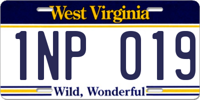 WV license plate 1NP019